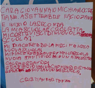 Amatrice, lettera dei bambini assistiti da Telefono Azzurro al Ministro Giannini