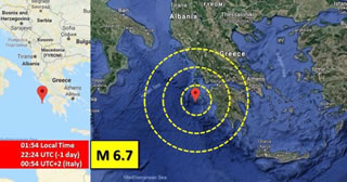 Grecia: terremoto di magnitudo 6.8 avvertito anche in Sud Italia
