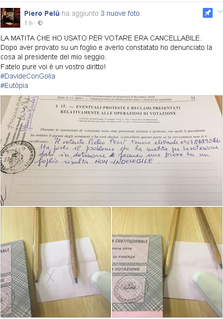 Referendum: scoppia il caso delle matite cancellabili